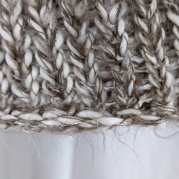 Billabong EUC cardigan sweater Designer's Closet large metallic gold brown white - Picture 5 of 16